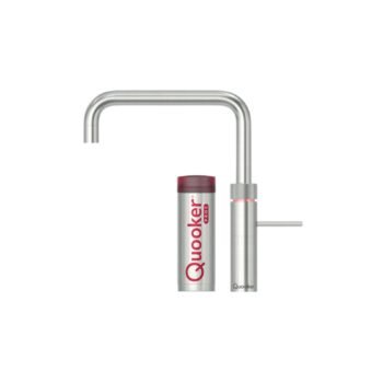 Quooker Fusion Square PRO3Specificaties Kenmerk	Specificatie Merk	Quooker Model	Fusion Square PRO3 Type	3-in-1 kokendwaterkraan Kleur	Verkrijgbaar in meerdere afwerkingen Reservoir	PRO3-VAQ Reservoirinhoud	3 liter Watertemperatuur	Tot 100 °C Opwarmtijd	Circa 10 minuten Vermogen	1.600 W Voeding	230 V Stand-byverbruik	Circa 10 W Kraangat	Ø 35 mm Kraanbediening	Druk-draai-bediening met kinderbeveiliging Garantie	2 jaar